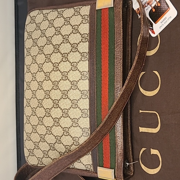 GUCCI VINTAGE 1970'S WEB SHERRY LINE COATED CANVAS/LEATHER SHOULDER BAG- RARE - Picture 15 of 17